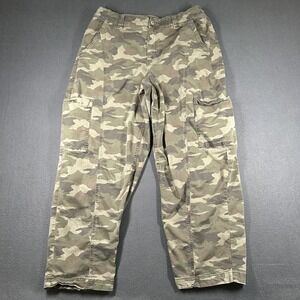 American Eagle Outfitters Cargo Pants Womens 12 Green Camo Barrel Stretch
